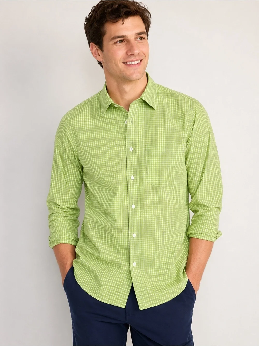 J.Crew Green Check Button Down Shirt Men’s Medium 15-15.5 100% Cotton